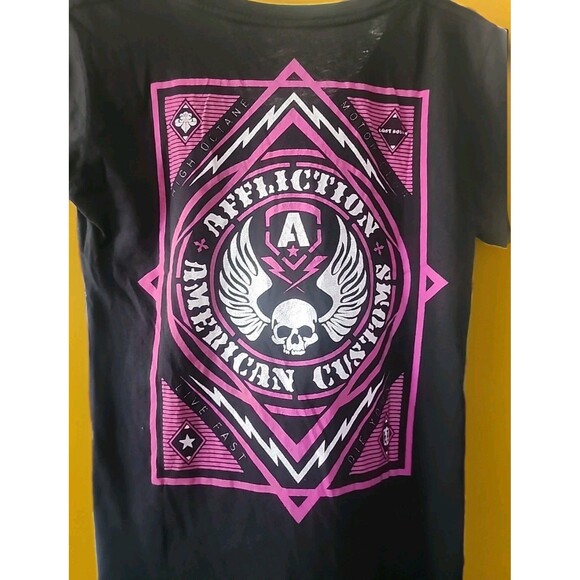 Y2K Affliction Black Lost Souls T-shirt Wings Live Fast Small NWT B7 New - Picture 3 of 4
